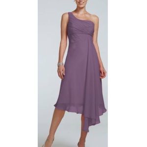 Davids Bridal One Shoulder Crinkle Chiffon Dress